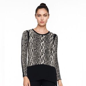 Michael Kors | Snake Print Long Sleeve Sweater with Black Blouse Material Bottom
